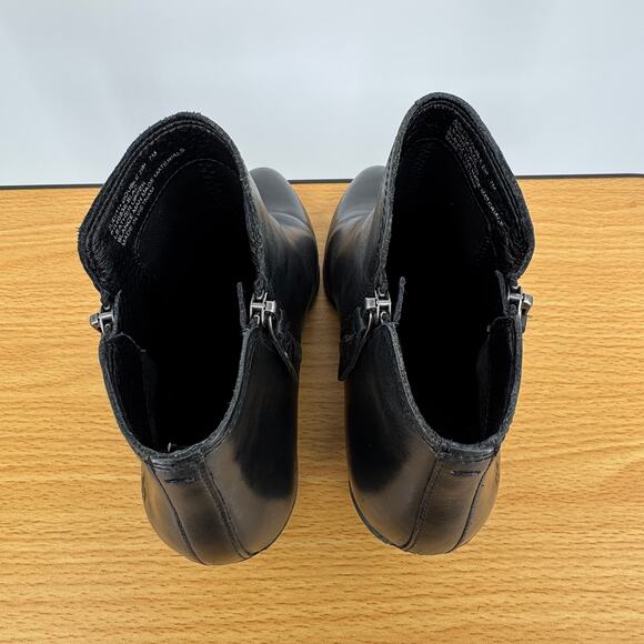 Frye Judith boots double zip women's 7 ankle bootie block heel leather black - Picture 6 of 10